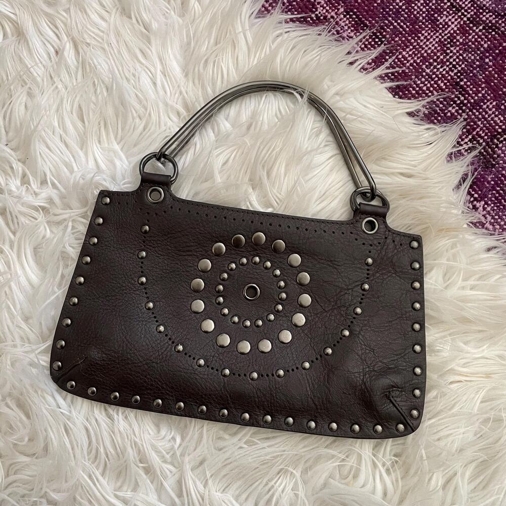 Y2K Studded Dark Brown Leather Bag Banana Republic 2004